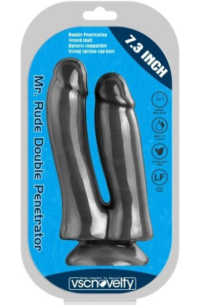 Realistic Penis Double Penetration Black 18,5 cm - Dubbeldildos 3