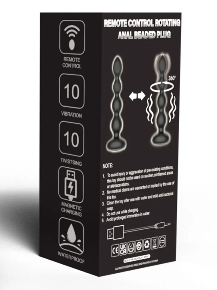 Rotating Anal Beaded Plug - Analkulor med vibration 0