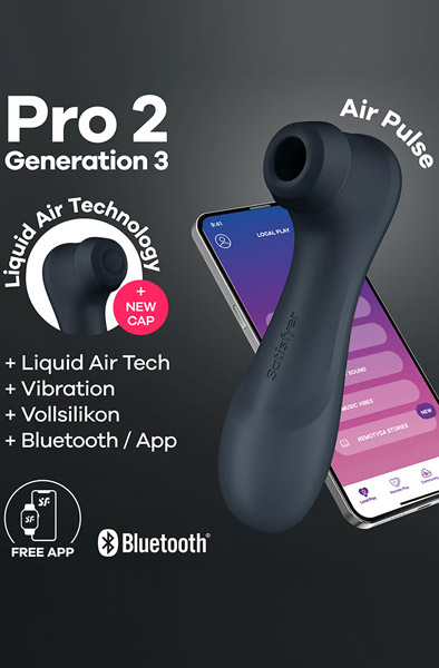Satisfyer Pro 2 Gen. 3 With Liquid Air & Bluetooth App Black - Lufttrycksvibrator 1