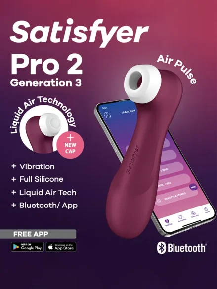 Satisfyer Pro 2 Gen. 3 With Liquid Air & Bluetooth App Red - Lufttrycksvibrator 1