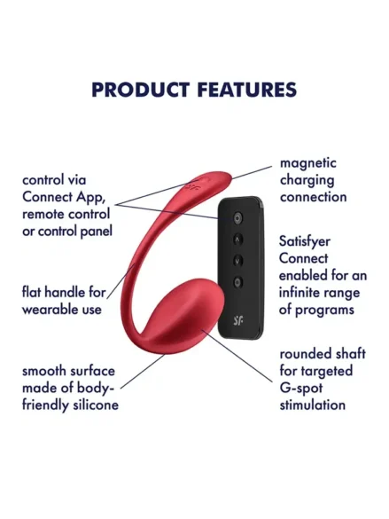 Satisfyer Shiny Petal Connect App Red - Appstyrt vibrerande ägg 2