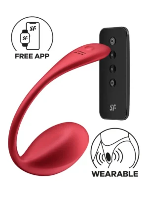 Satisfyer Shiny Petal Connect App Red - Appstyrt vibrerande ägg 1
