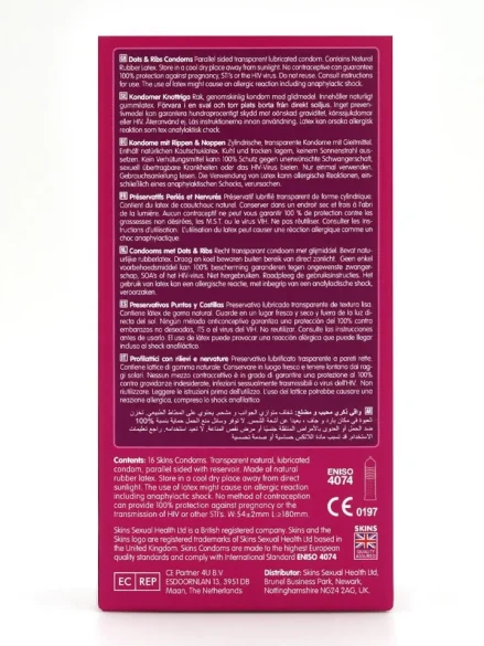 Skins Dots & Ribs Condoms 16-pack - Knottriga kondomer 3