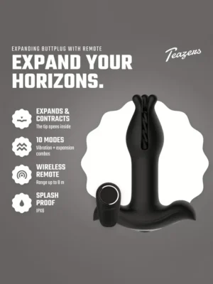 Teazers Anal Expanding Butt Plug - Analplugg med vibrator 0