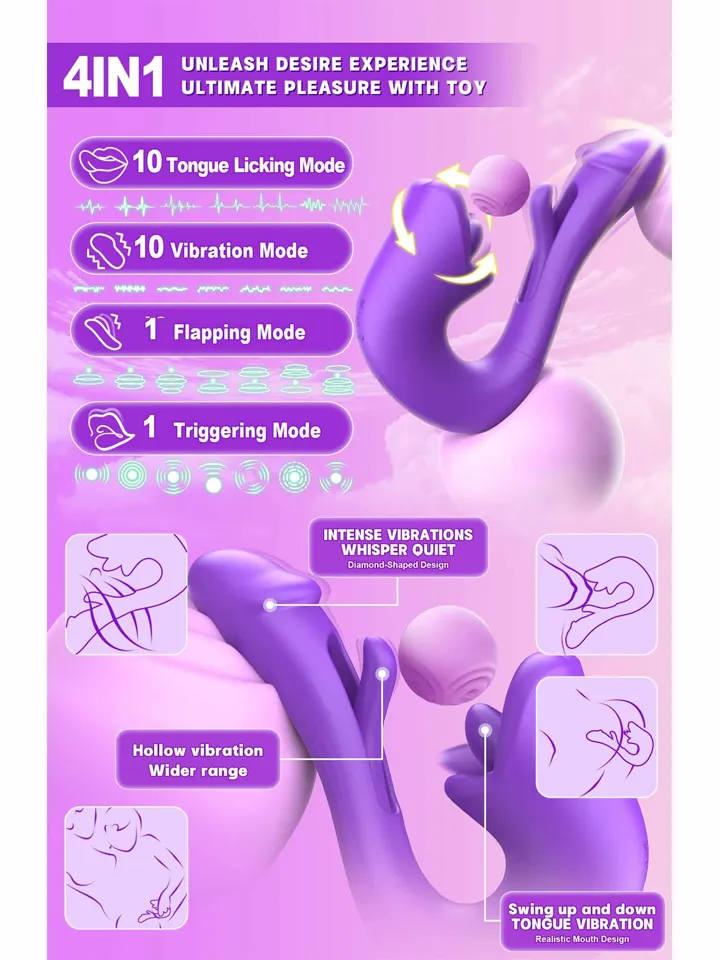 Tongue Flap Dual Vibe Purple - Vibrator 3