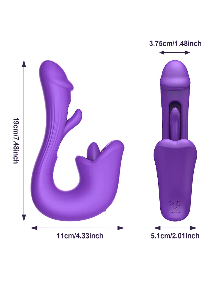 Tongue Flap Dual Vibe Purple - Vibrator 6