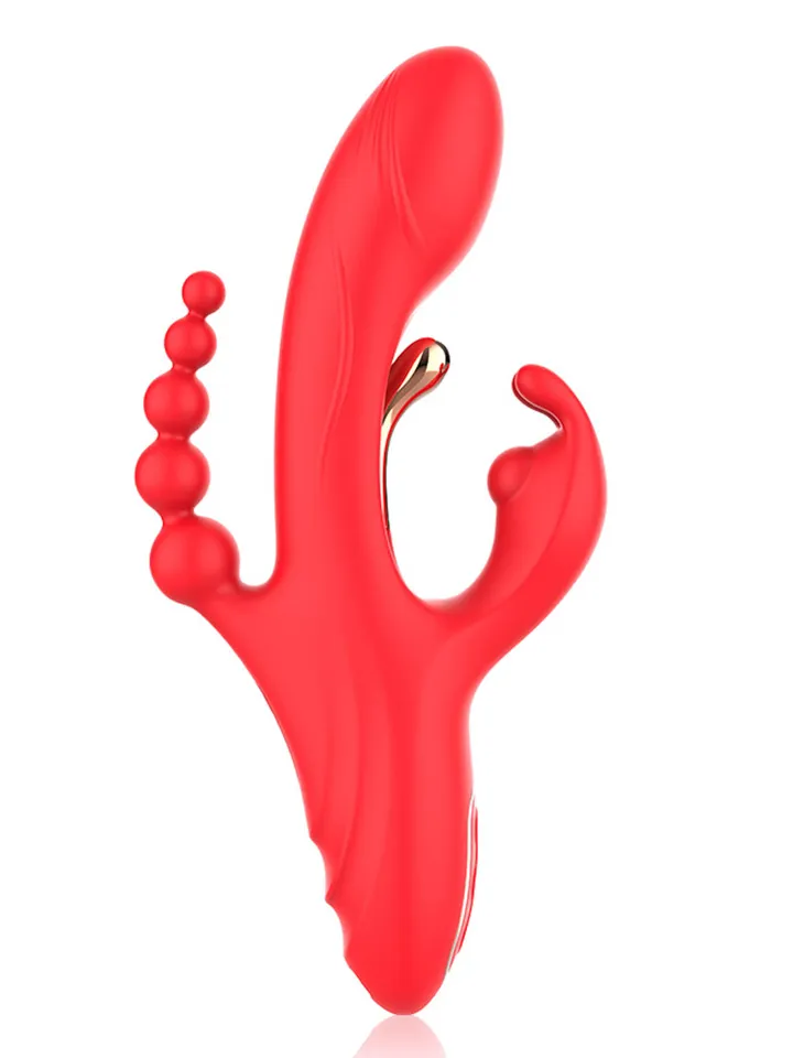 Trident Red Four-Point Vibrator - Rabbitvibrator 0