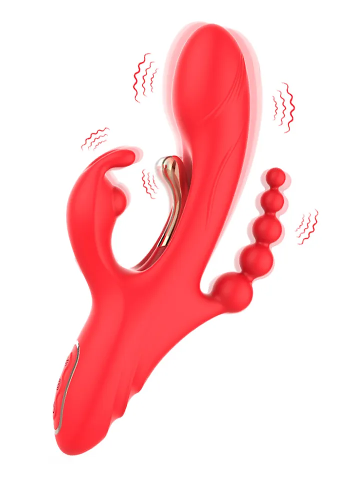 Trident Red Four-Point Vibrator - Rabbitvibrator 0