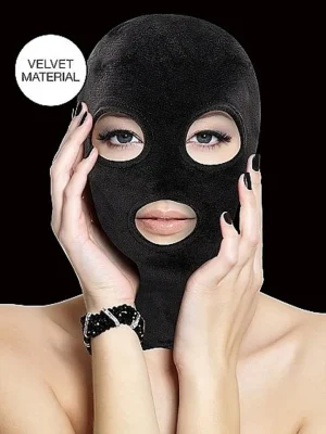 Velvet & Velcro Mask With Eye & Mouth Opening - BDSM mask 1