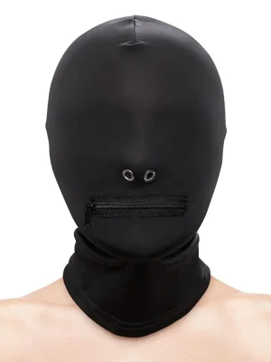 Zippered Mouth Hood Black - BDSM mask 1
