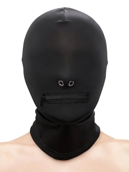 Zippered Mouth Hood Black - BDSM mask 1