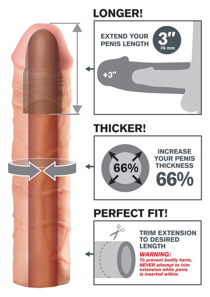 Fantasy X-tensions MEGA 3"" EXTENSION FLESH PENISÖVERDRAG-2