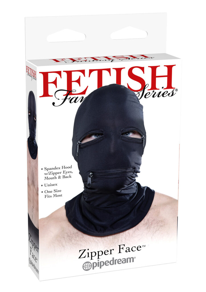 FETISH FANTASY BLACK ZIPPER FACE WOOD - HUVUD MASK, HUVA-1