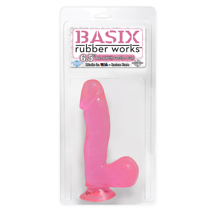 BASIX 6.5" DONG W SUCTION CUP PINK-2