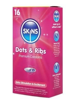 Skins Dots & Ribs Condoms 16-pack - Knottriga kondomer 0