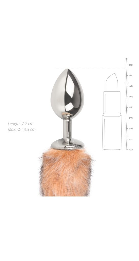 Fox Tail Plug No. 3 - Silver - 36cm Rävsvans Brunrandig-2