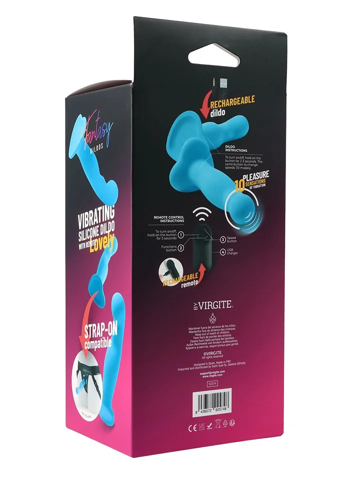 Vibrating Silicone Dildo With Remote Blue 18 cm - Dildo med vibrator 0