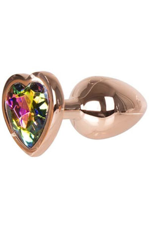 Metal Heart Plug Rose Gold Small - Analplugg metall 0