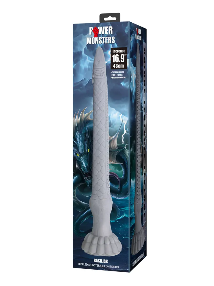 Basilisk Rippled Monster Silicone Dildo 43 cm - Extra lång analdildo 0