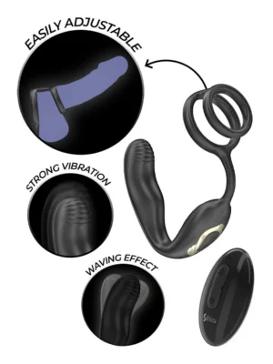 Wiggle Rotating Anal Plug With Perineal Vibration - Prostatavibrator med penisring 0
