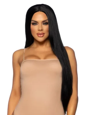 Long Straight Center Part Wig Black - Peruk 0
