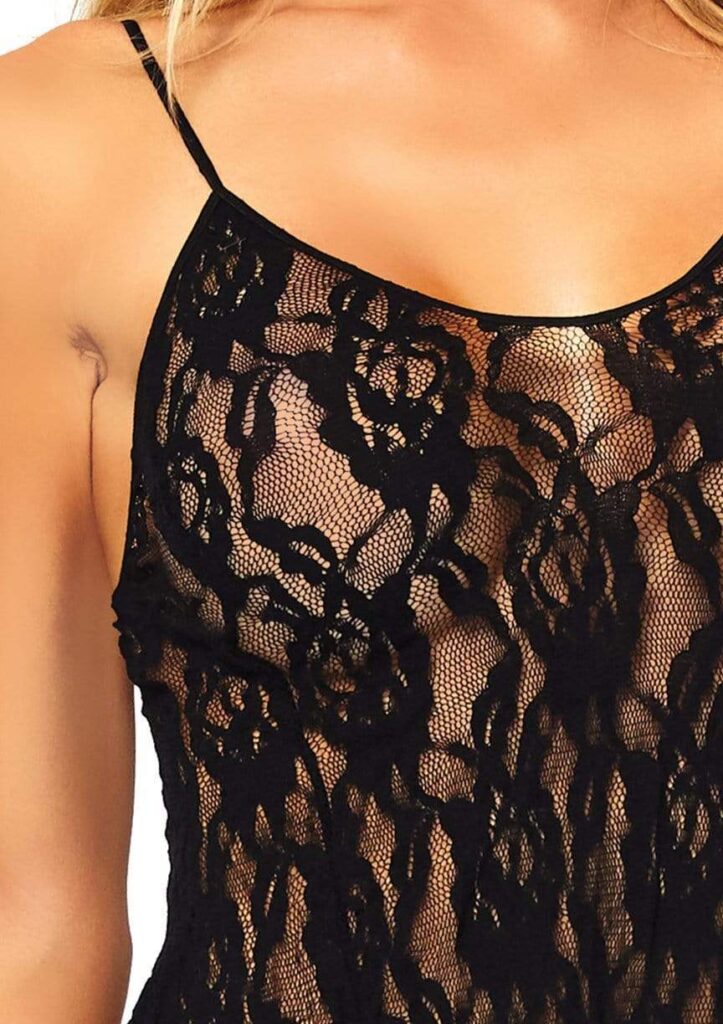 Rose Lace Flair Chemise Black One Size-3