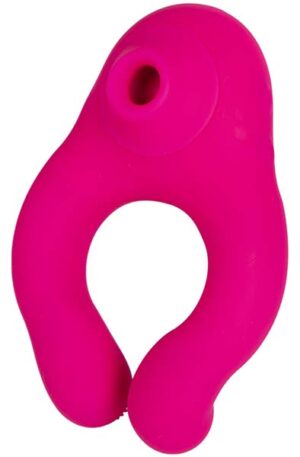Duo Vibrating Cock Ring With Air Pressure Pink - Penisring med vibrator 0