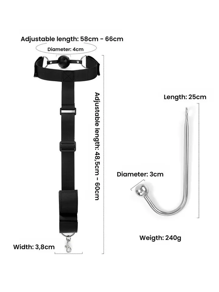 Mouth Gag With Cuffs & Anal Hook - Analkrok 0