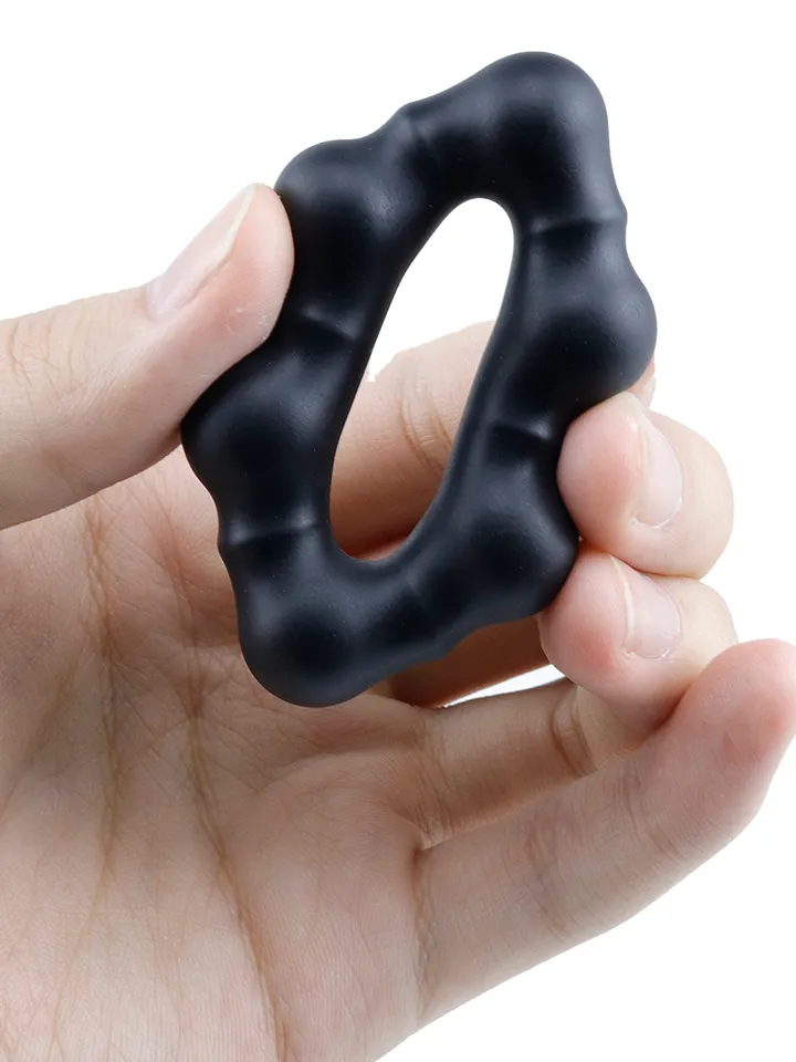 Beaded Silicone Cock Ring Black - Penisring 0