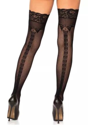 Hold up stockings Bow Backseam Black-1