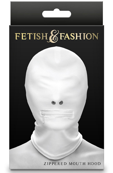Zippered Mouth Hood White - BDSM mask 0