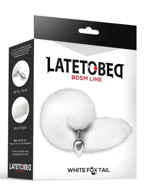 Metal Butt Plug With White Foxy Tail 40 cm - Analplugg med svans 0