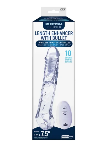 Ice Crystals Length Enhancer With Bullet - Penisförlängare/Sleeve med vibrator 0