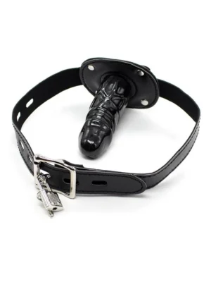 Locking Long Penis Gag 10 cm - Gagball med dildo 0