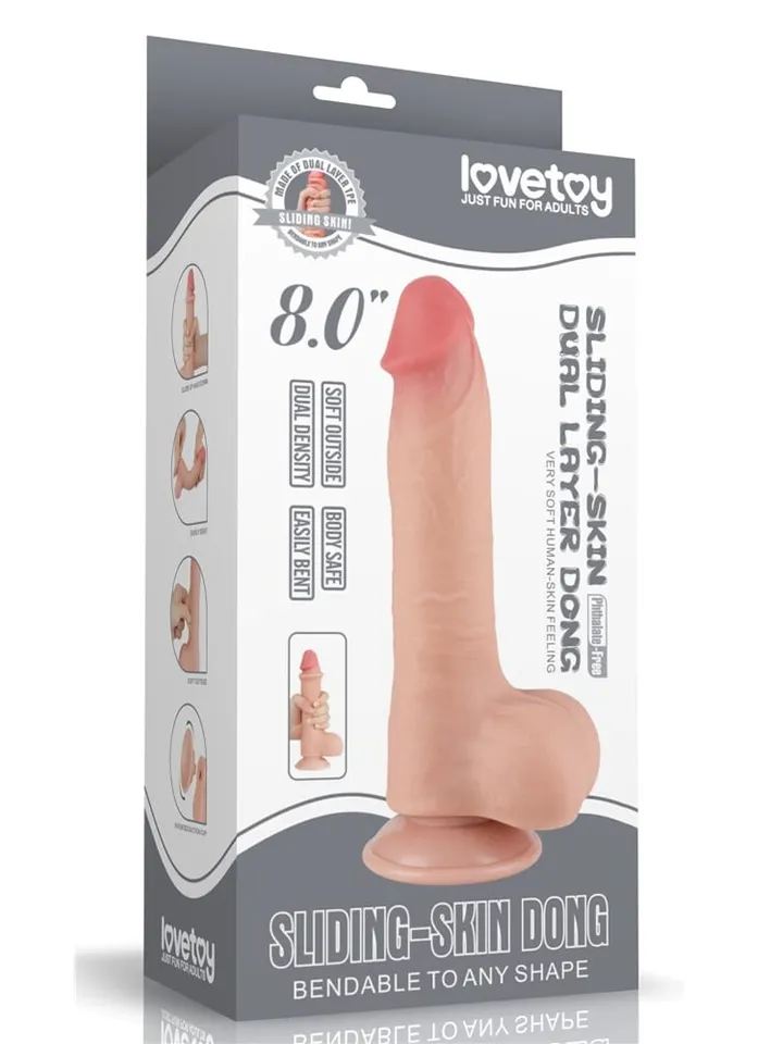 Lovetoy Sliding Skin Dual Layer Dildo 20 cm - Realistisk dildo 0