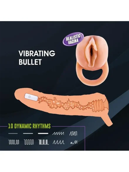 Extension Sleeve With Remote Control Bullet - Penisförlängare/Sleeve med vibrator 0
