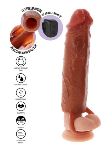 Hydrated Skin Penis Sleeve Vibrating 20 cm - Penisförlängare/Sleeve med vibrator 0