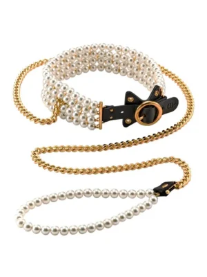 Guilty Pleasure Luminious Pearl Leash & Collar - Halsband & koppel 0