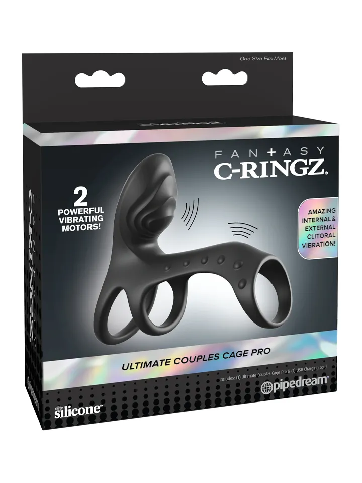 Fantasy C-Ringz Ultimate Couples Cage Pro - Penisring med vibrator 0