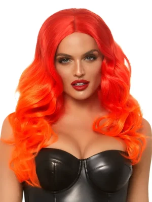 Leg Avenue Ombre Long Wavy Wig Orange - Peruk 0