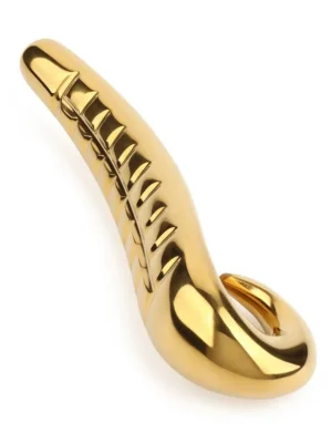 Devil's Tongue Dildo Gold 18 cm - Ståldildo 0