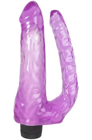 Double Penetrating Vibrating Jelly Dildos Purple - Dubbeldildo med vibrator 0