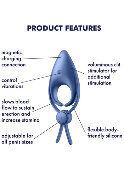 Satisfyer Sniper Vibrating Cock Ring Blue - Penisring med vibrator 0