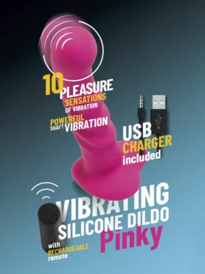 Vibrating Silicone Dildo With Remote Pink 18 cm - Dildo med vibrator 0