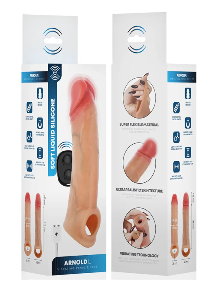 Arnold Vibrator Penis Sleeve With Remote 16 cm - Penisförlängare/Sleeve med vibrator 0