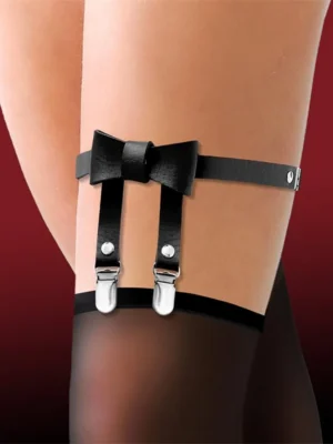 Garter With Bow Tie Vegan Leather - Strumebandshållare 0