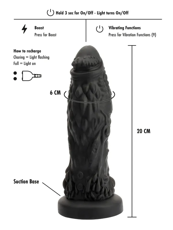 Hidden Desire Goblin Vibrating Monster Dong 20 cm - Monster dildo 0