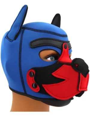 Puppy Fox Neoprene Hood Blue-Red - BDSM mask 0