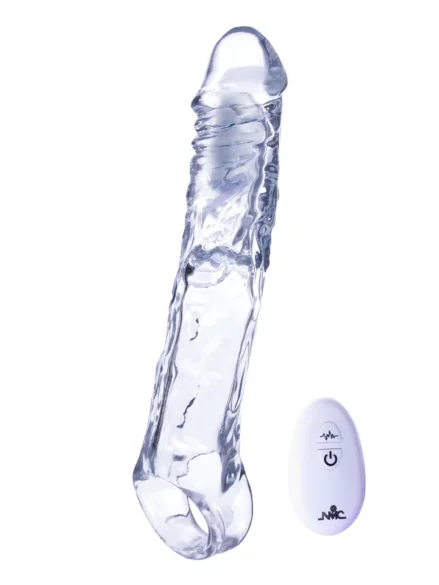 Ice Crystals Length Enhancer With Bullet - Penisförlängare/Sleeve med vibrator 0