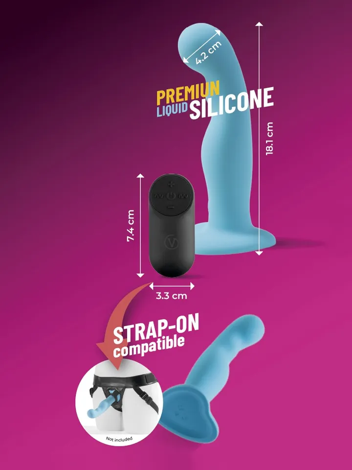 Vibrating Silicone Dildo With Remote Blue 18 cm - Dildo med vibrator 0